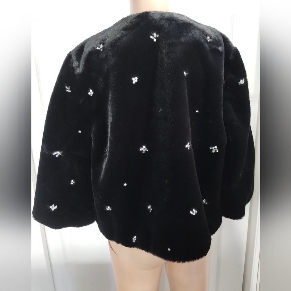 Joie Faux Fur Jacket With Rhinestones XS - Picture 3 of 7